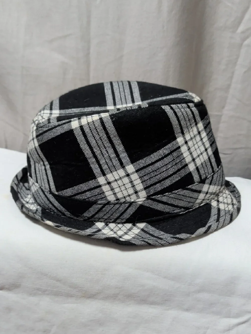 Black & White Plaid Fedora Hat  Casual Resort Shopping Cruise Day Wear